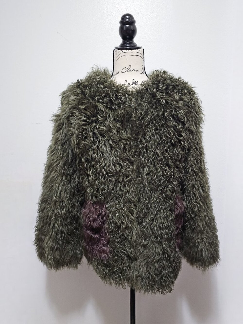 New Real Mongolian Sheepskin Shearling Lamb Fur Jacket Olive Green Forest NoMink